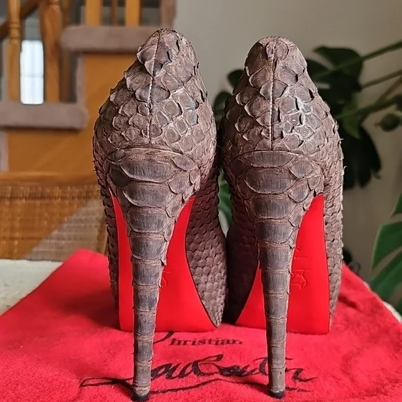 Louboutin Python Peep-Toe Heels - Picture 7 of 13